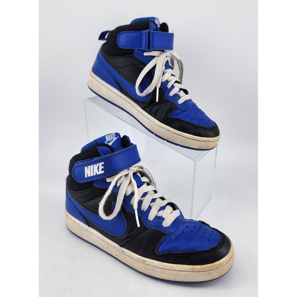 Nike Court Borough Mid 2 Youth 4.5Y Black Blue DM8872-001 High Top Sneakers